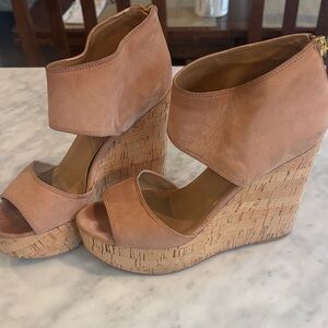Nine West Tan Cork Wedge Sandals